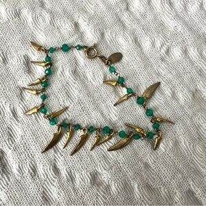 IOSSELLIANI PURO Italy Gold Tooth Green Beaded Bracelet One Size